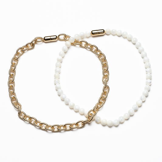 4-in-1 necklace set Mother of Pearl & Gold