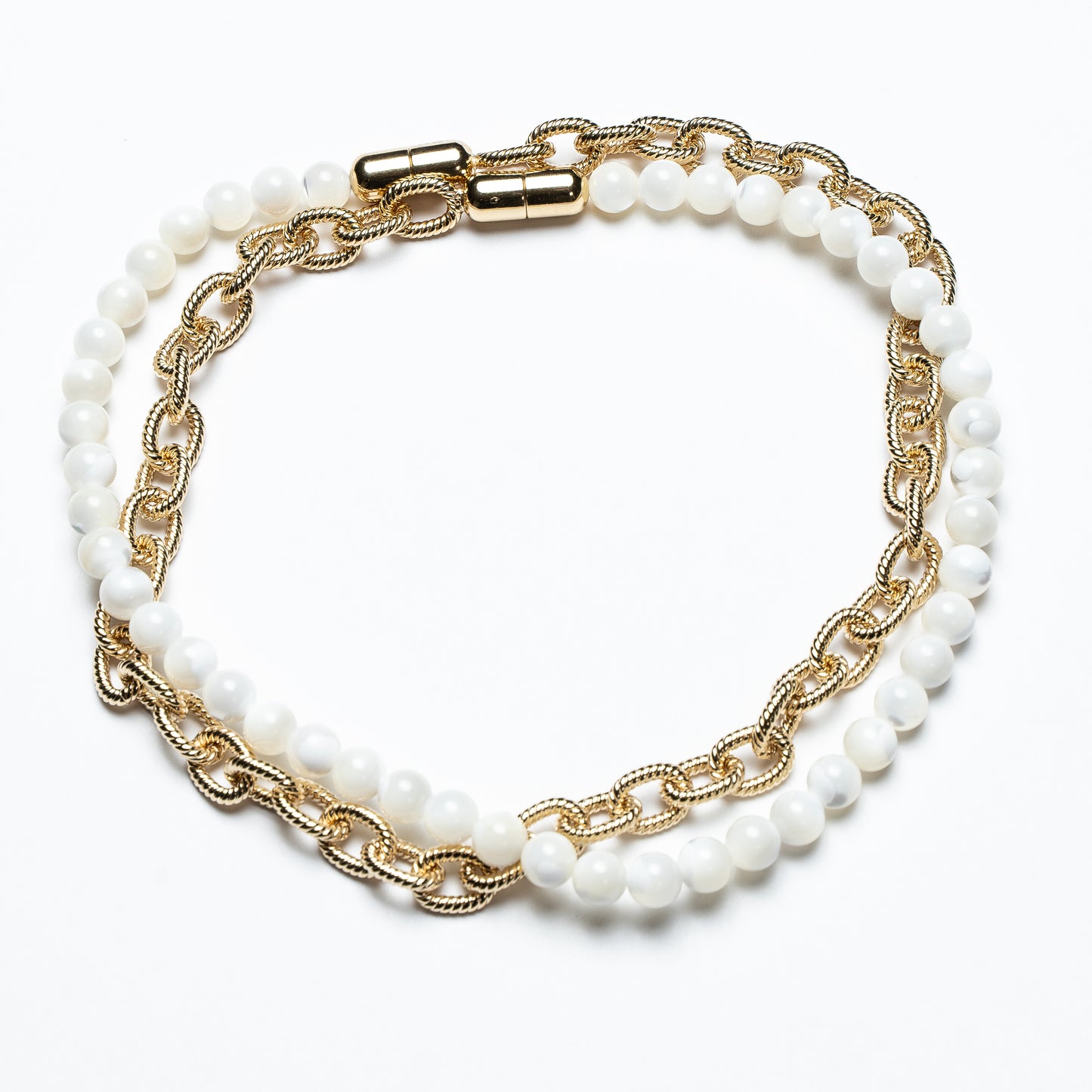 4-in-1 necklace set Mother of Pearl & Gold