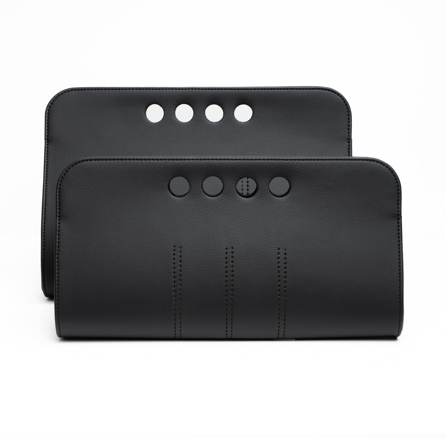 Chic Vegan Leather Clutch - Black/Large