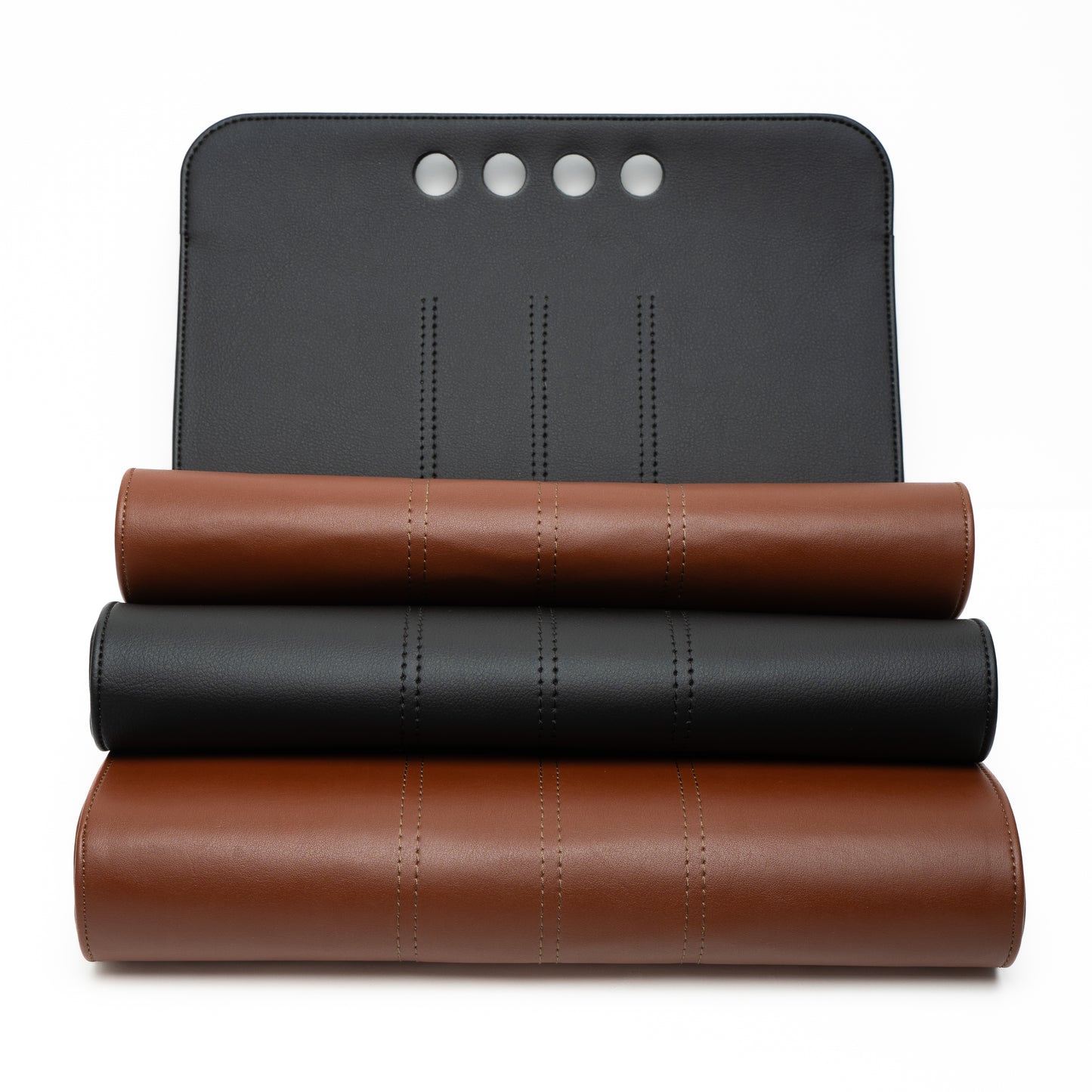 Chic Vegan Leather Clutch - Brown/Small