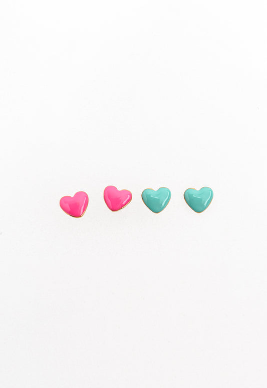 Turquoise Mini Enamel Heart Stud