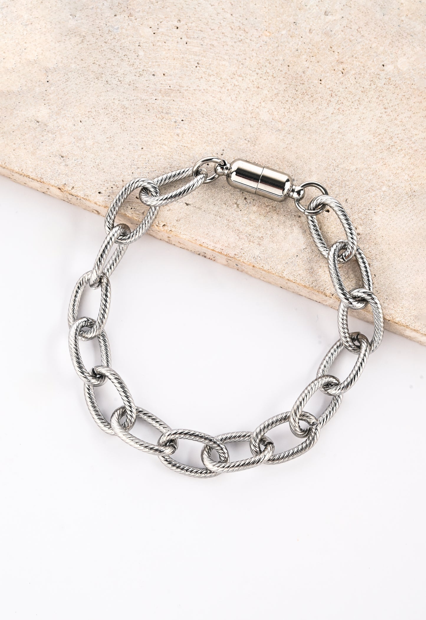 Magnetic-link Silver Chain bracelet