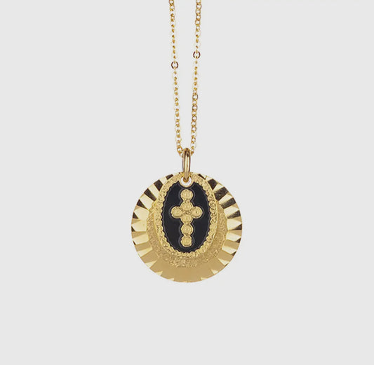Black Cross Stack Necklace