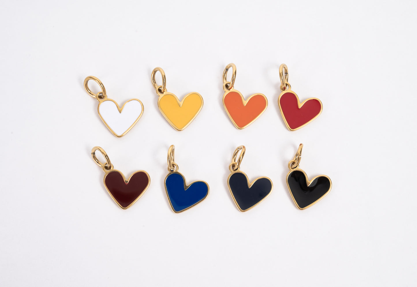 Burnt Orange Enamel Heart Charm