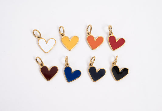 Burnt Orange Enamel Heart Charm