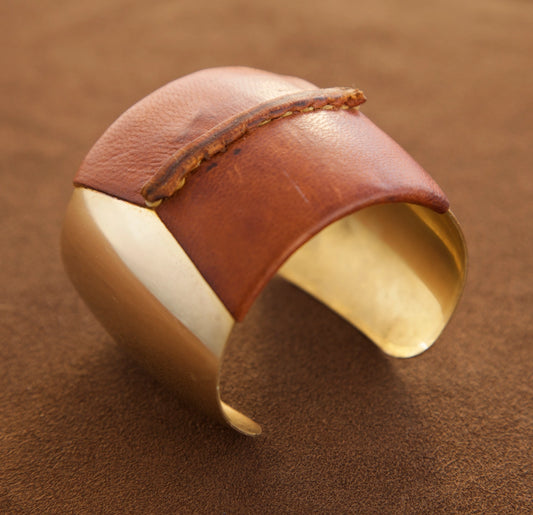 Brass & Leather Cuff - Brown