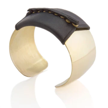 Brass & Leather Cuff - Black