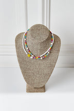 White Beaded & Happy Face Necklace