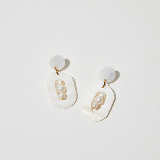 Pearl Dangle Earrings: White