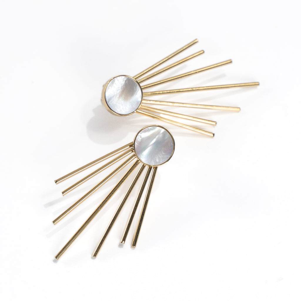Stud & Fringe Earring - Mother of Peal