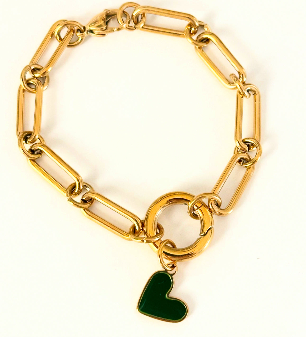 Green Heart Enamel Charm