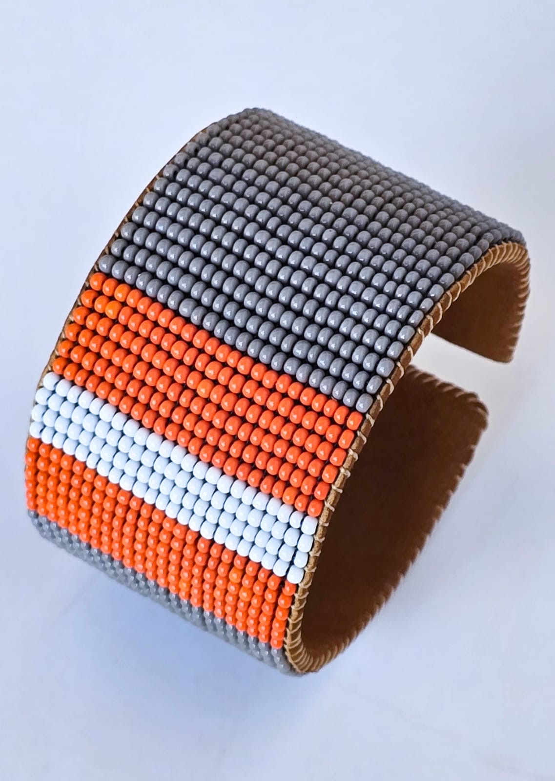 Gray & Orange Color block Cuff
