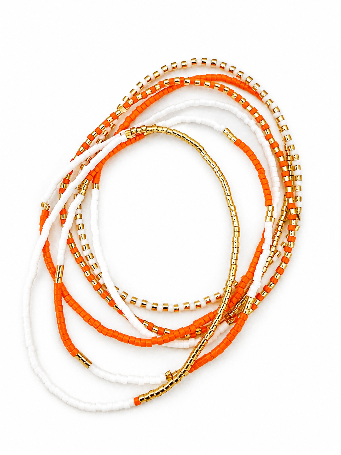Bracelet set - Orange, White & Gold