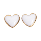 White Mini Enamel Heart Stud