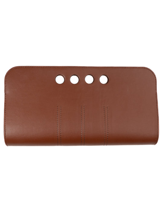 Chic Vegan Leather Clutch - Brown/Small