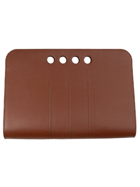 Chic Vegan Leather Clutch - Brown/Large