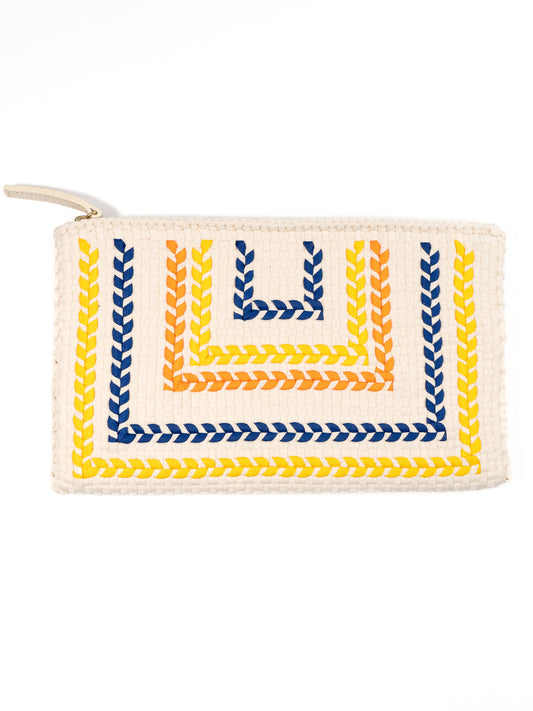 Woven Clutch - Yellow & Navy