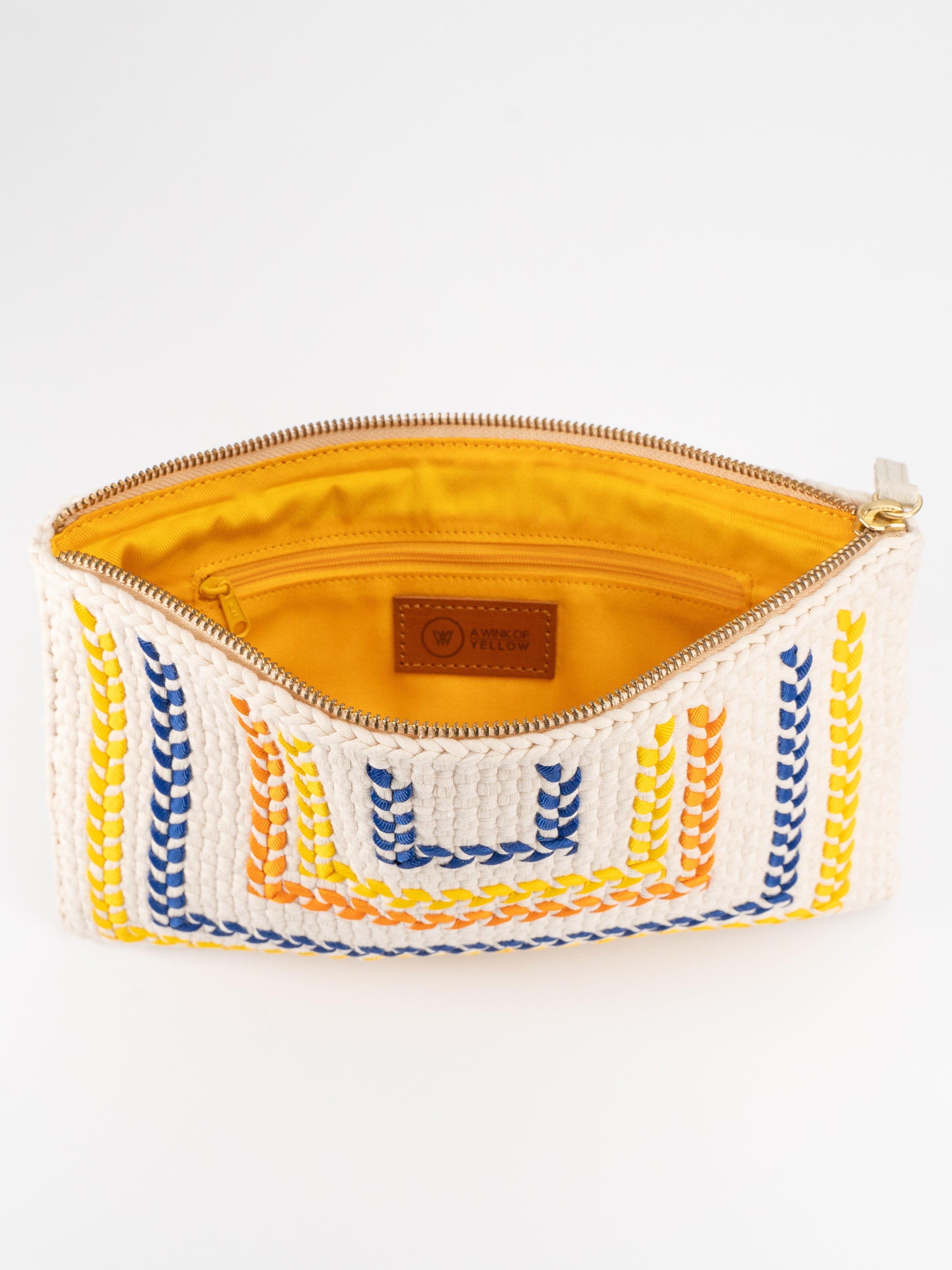 Woven Clutch - Yellow & Navy