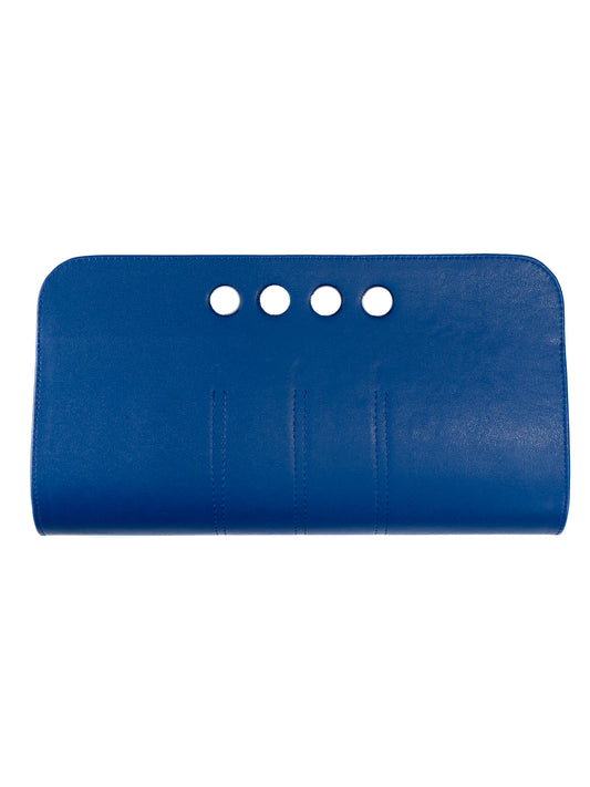 Chic Vegan Leather Clutch - Blue/Small