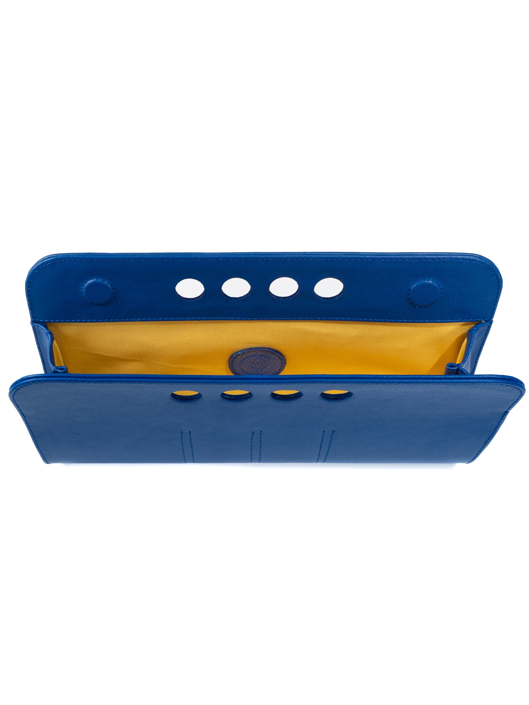 Chic Vegan Leather Clutch - Blue/Large