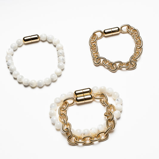 4-in-1 Bracelet Black & Gold Mother of Pearl & Gold