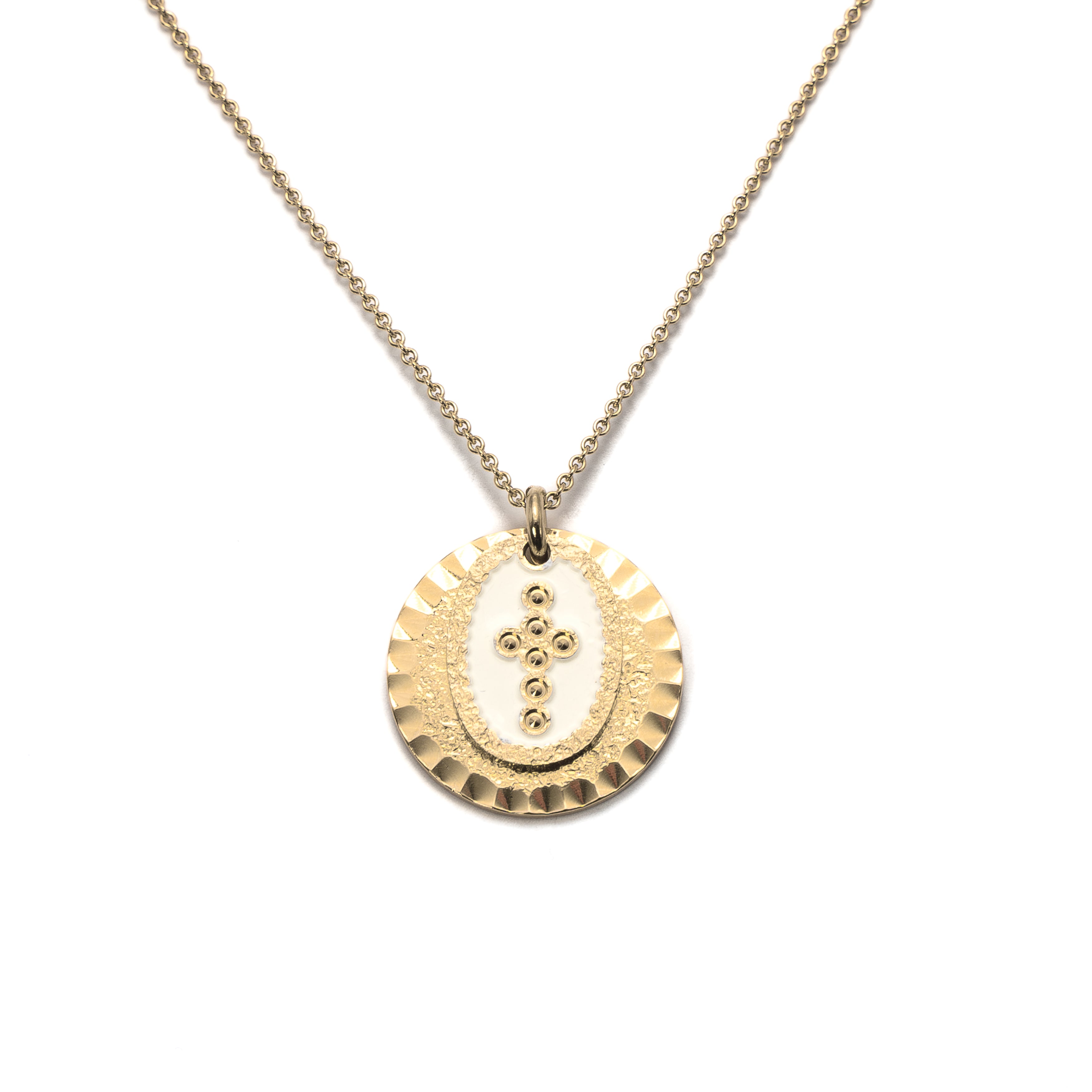 White Cross Stack Necklace