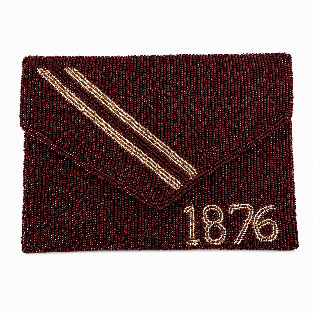 Texas A&M 1876 Maroon Beaded Clutch