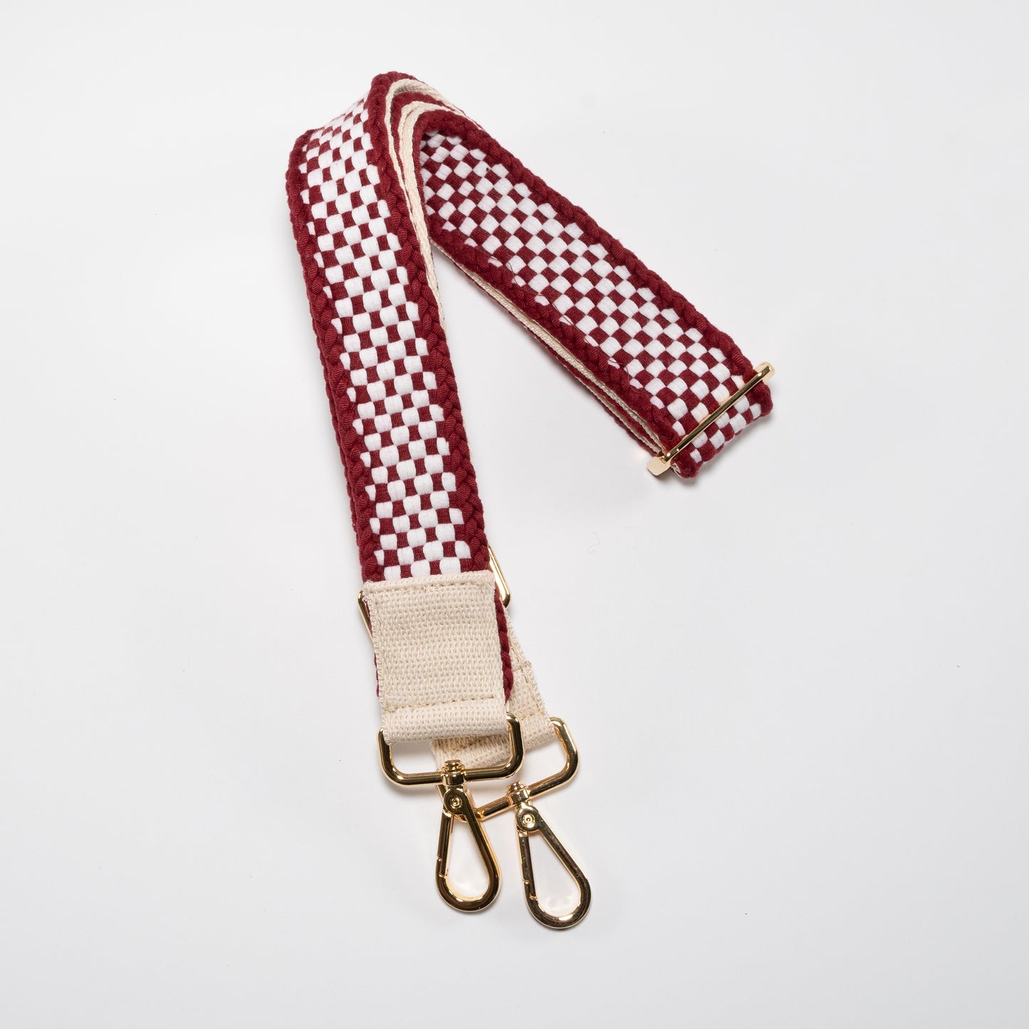 Woven Bag Strap - Maroon & White