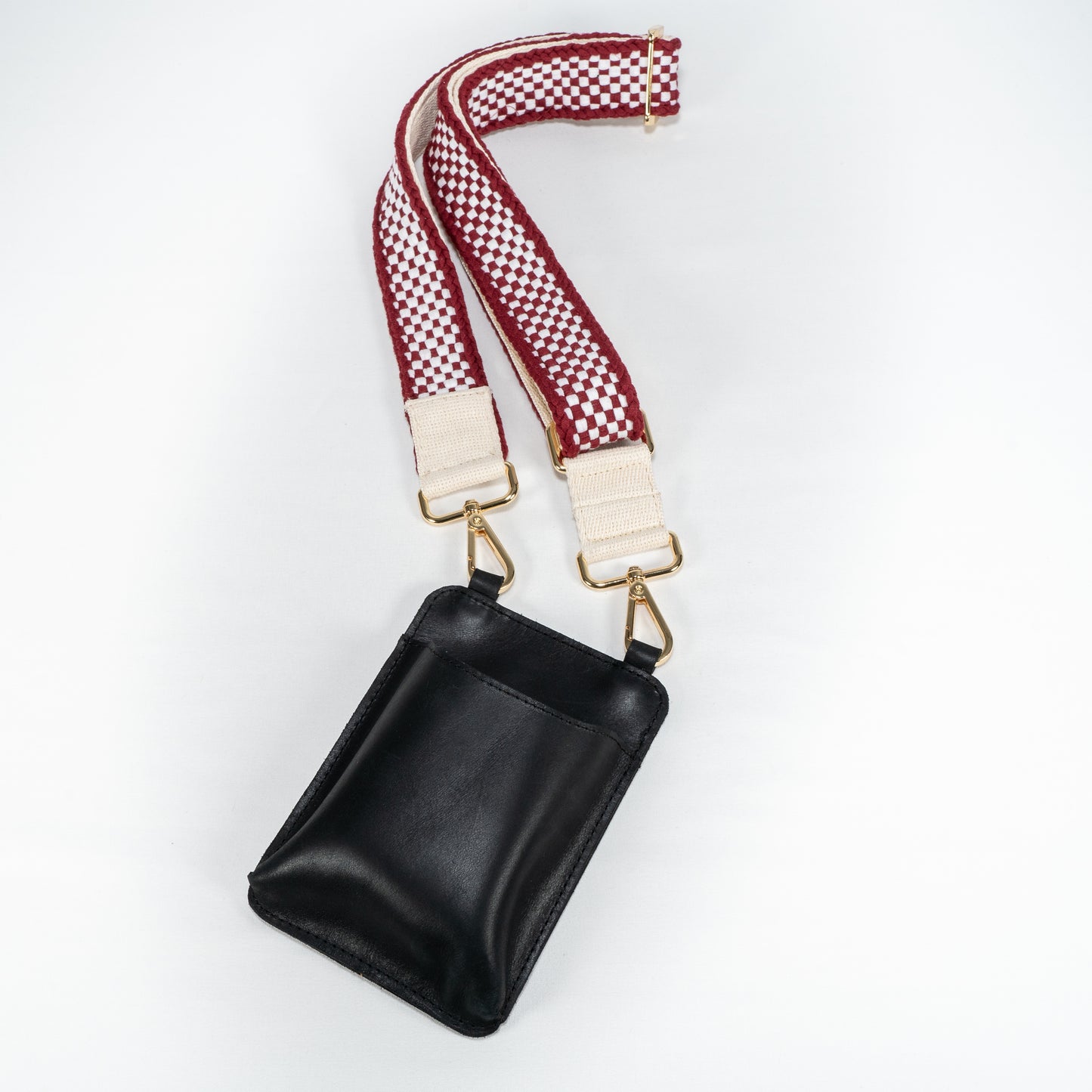 Woven Bag Strap - Maroon & White