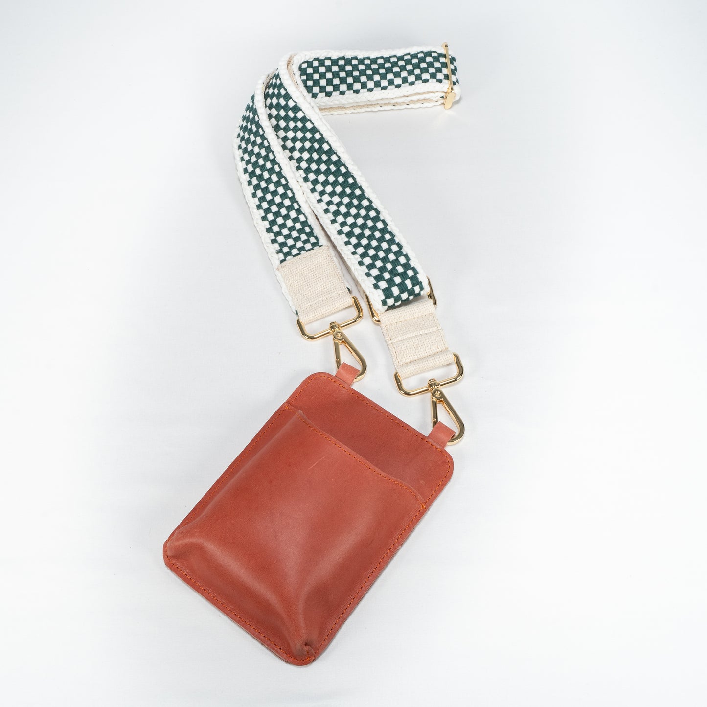 Woven Bag Strap - Green & White