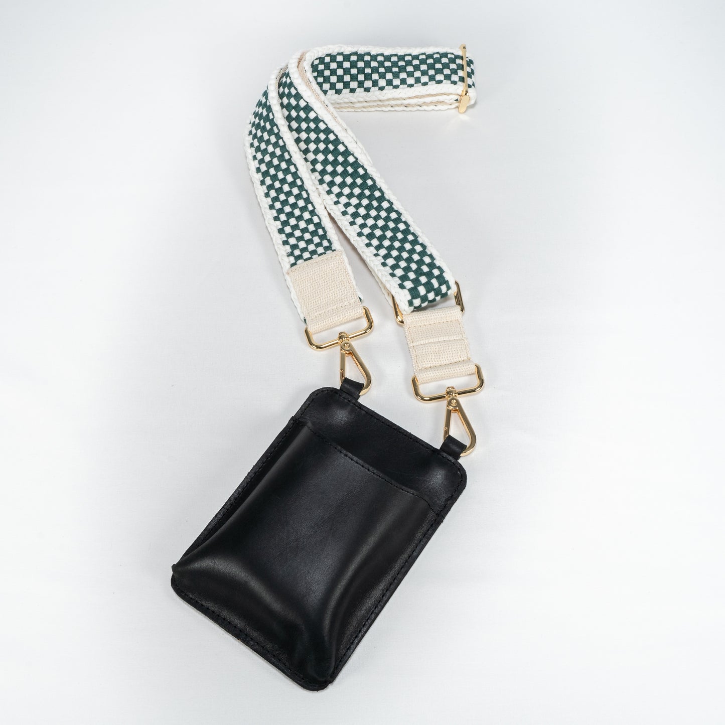 Woven Bag Strap - Green & White