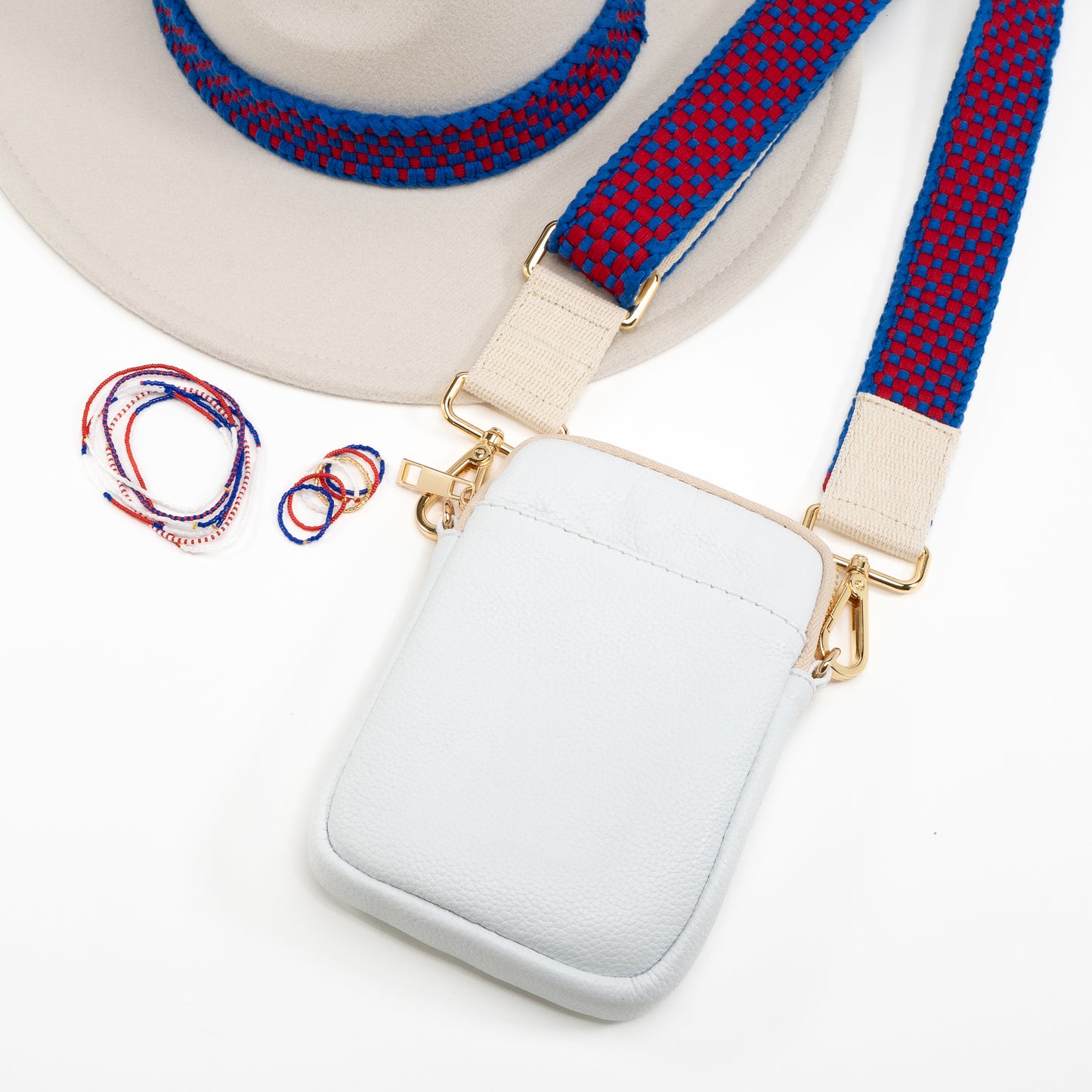 Woven Bag Strap - Cobalt Blue and Red (in stock)