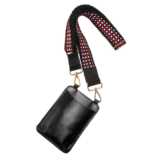 Woven Bag Strap - Black/Red/White