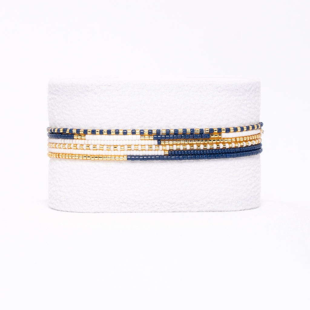 Bracelet set - Navy/White/Gold