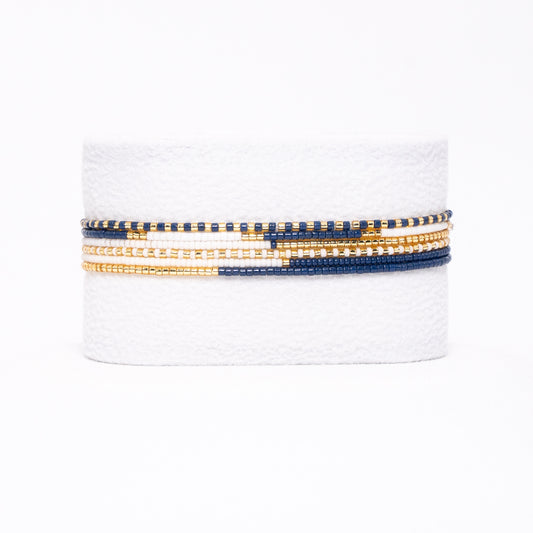 Sweet Delica Bead Bracelet set - Navy/White/Gold