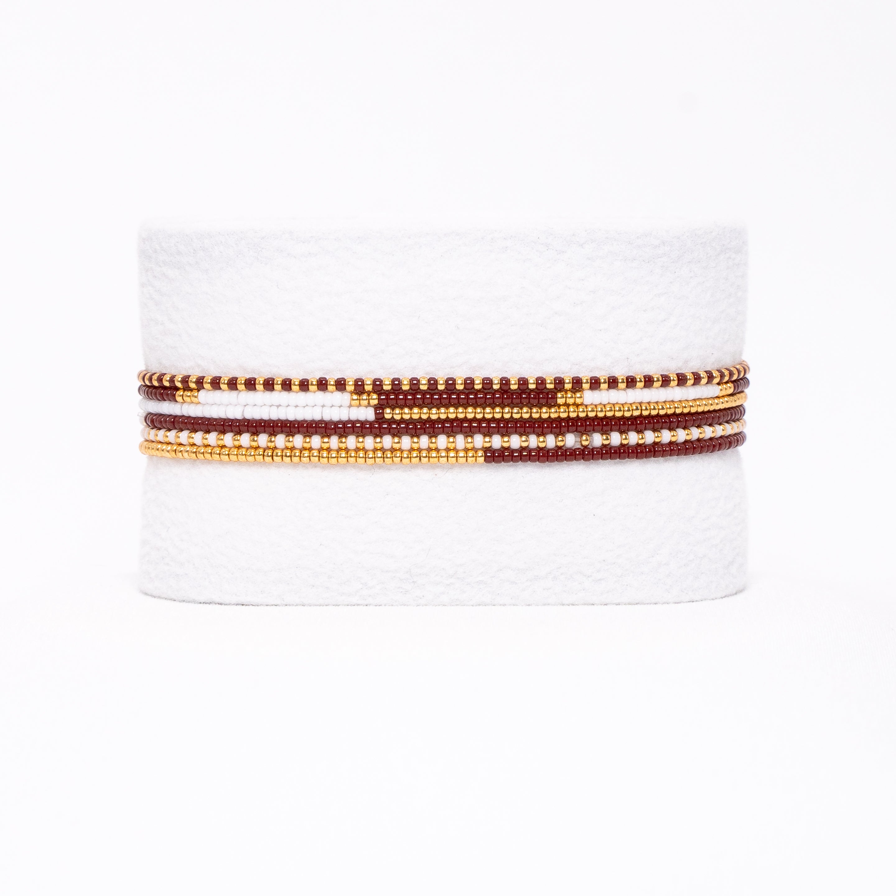Bracelet set - Maroon/White/Gold