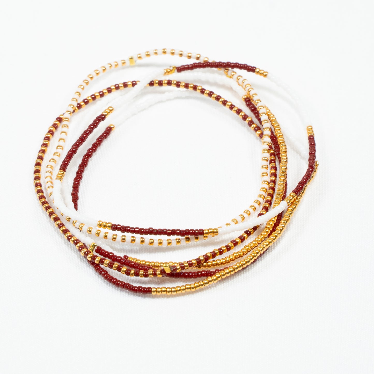 Sweet Delica Bead Bracelet set - Maroon/White/Gold