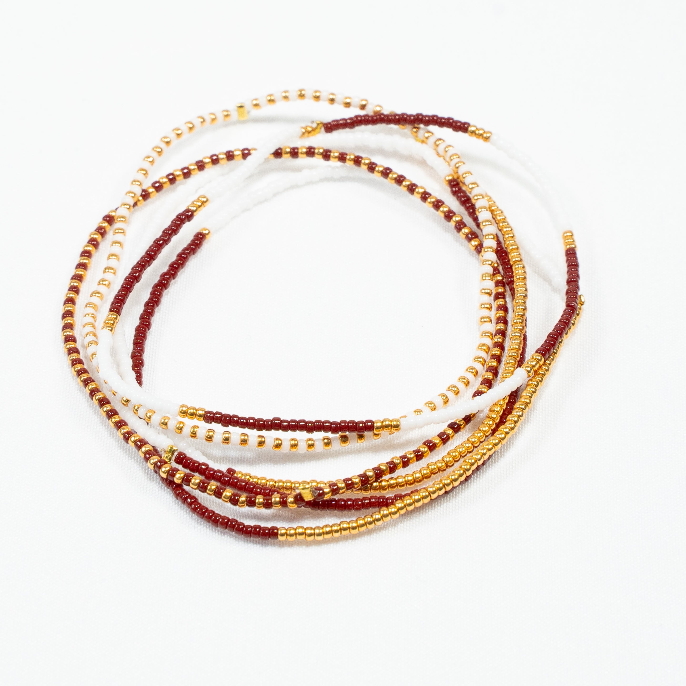 Wholesale: Delica Bead Bracelet set - Maroon/White/Gold