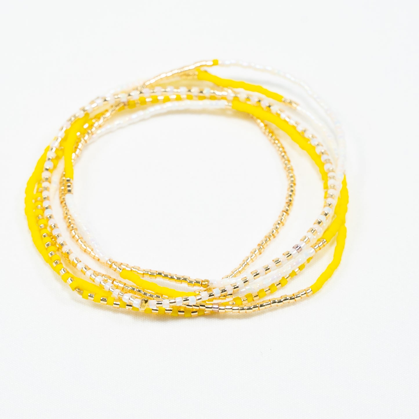 Sweet Delica Bead Bracelet set - Yellow/White/Gold