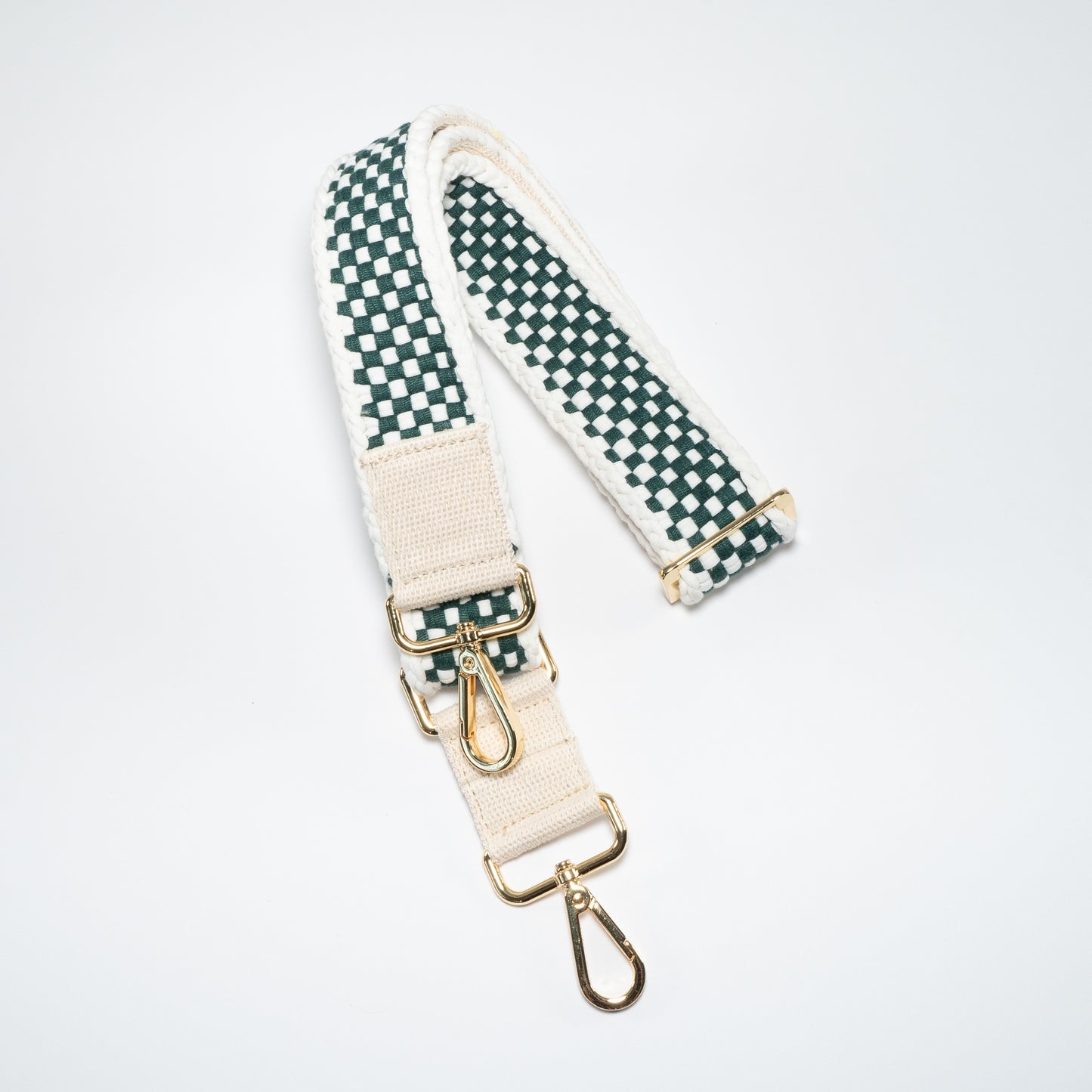 Woven Bag Strap - Green & White