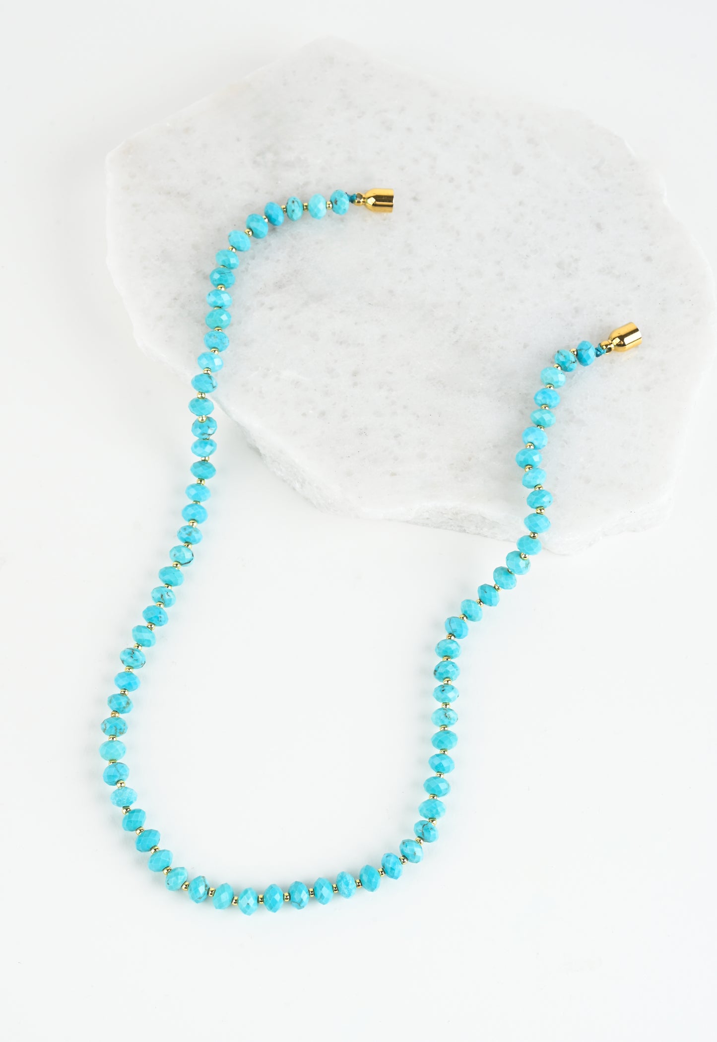 Wholesale: Magnetic-link Turquoise & Gold Necklace & Bracelet Set