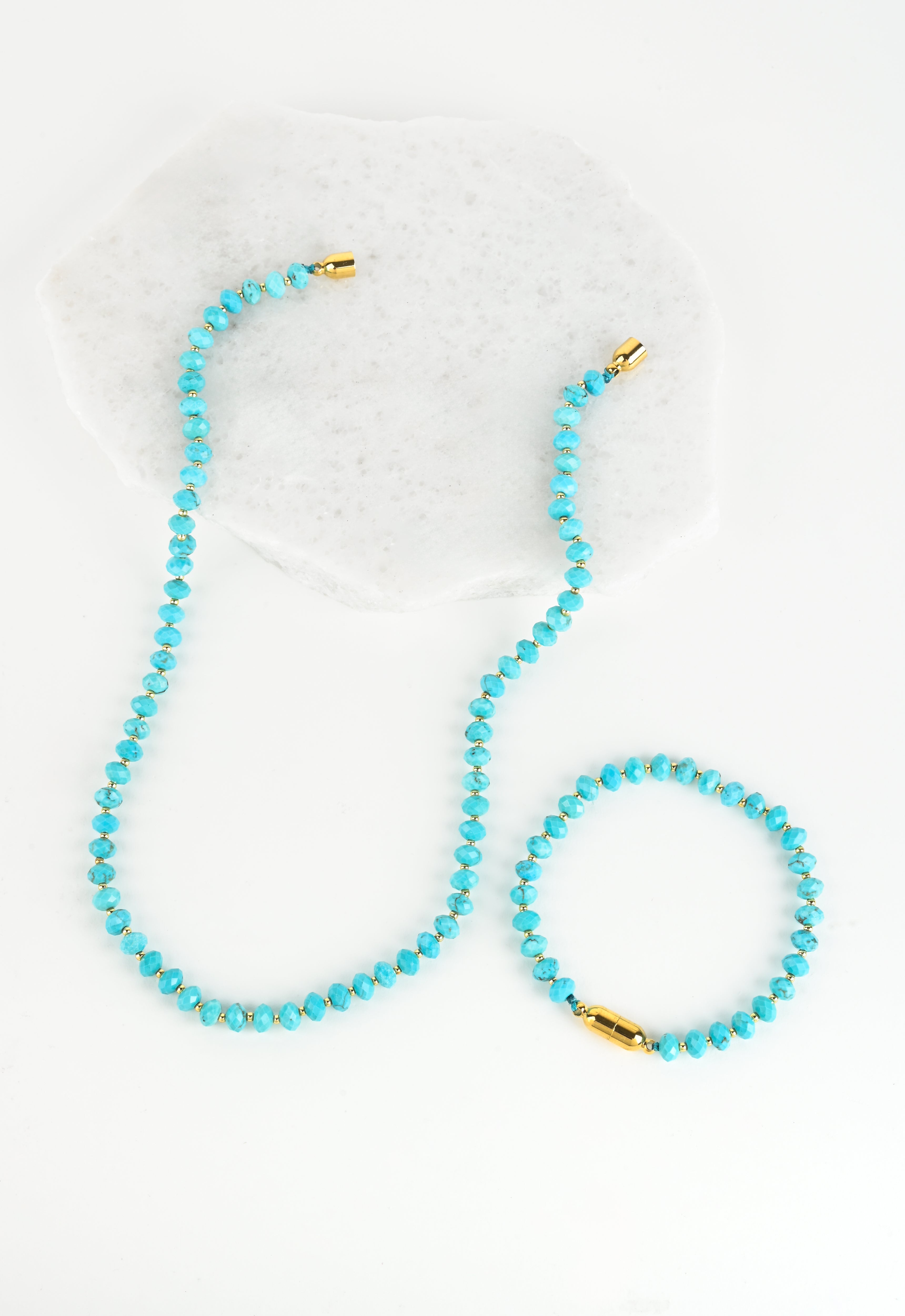 Magnetic-link Turquoise Necklace & Bracelet Set