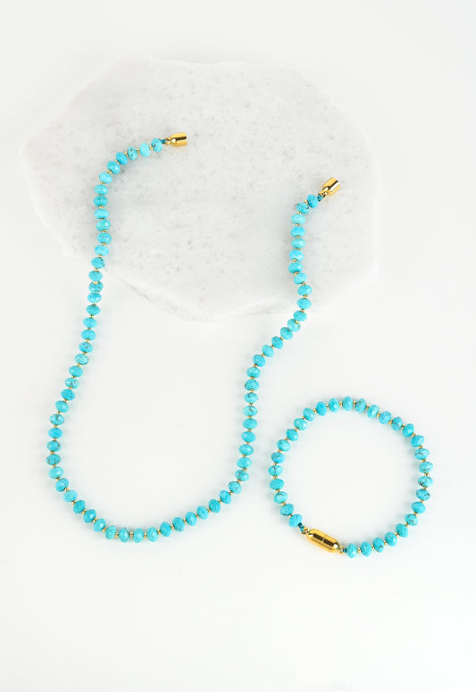 Magnetic-link Turquoise Necklace & Bracelet Set (back-order until Nov 15)