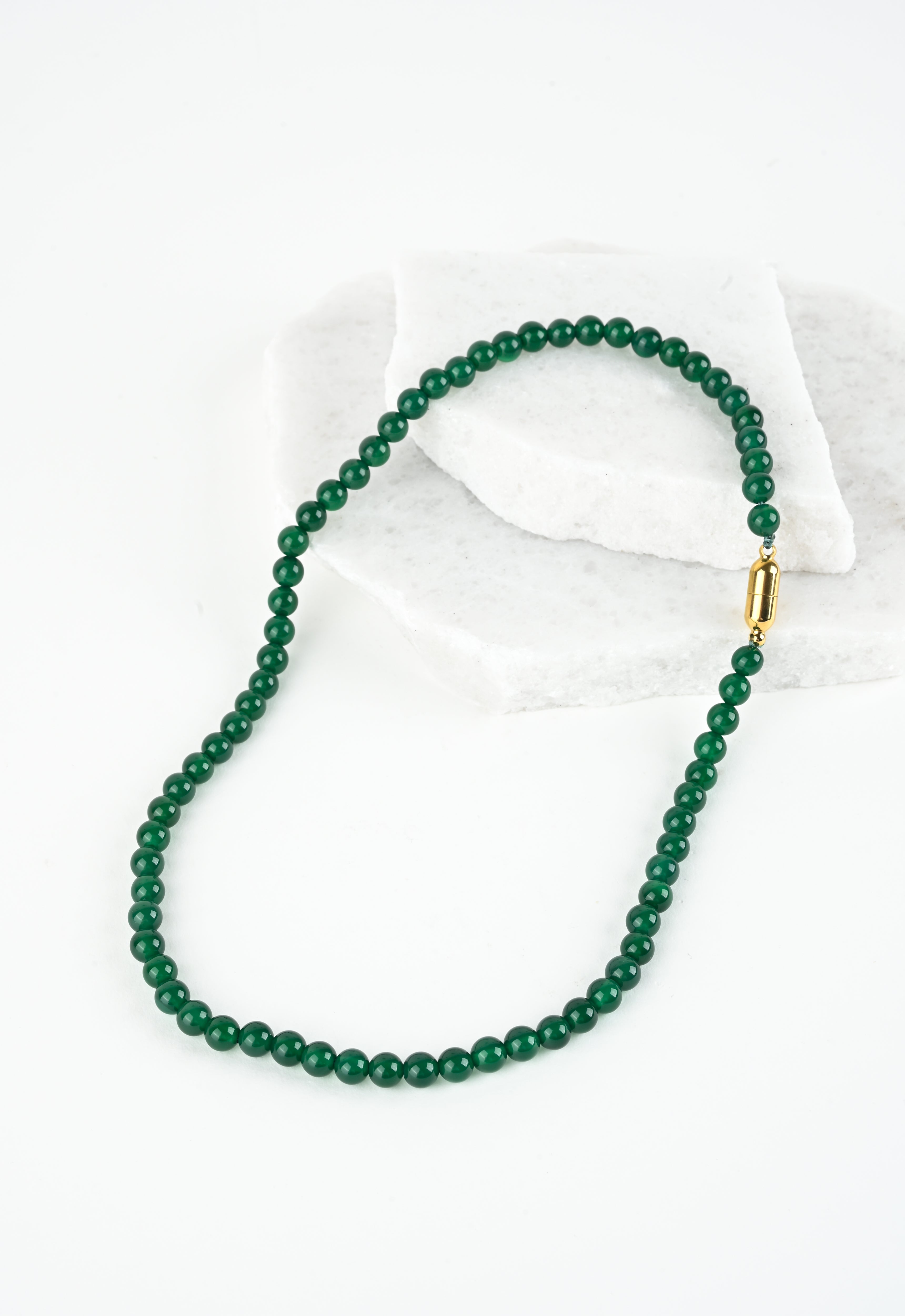 Wholesale: Green Agate Necklace & Bracelet Magnetic Link Set