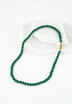 Magnetic-link Green Agate bead Necklace & Bracelet set