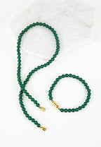 Magnetic-link Green Agate bead Necklace & Bracelet set