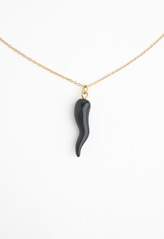 Wholesale: Black Enamel Horn Necklace (5 weeks lead time)