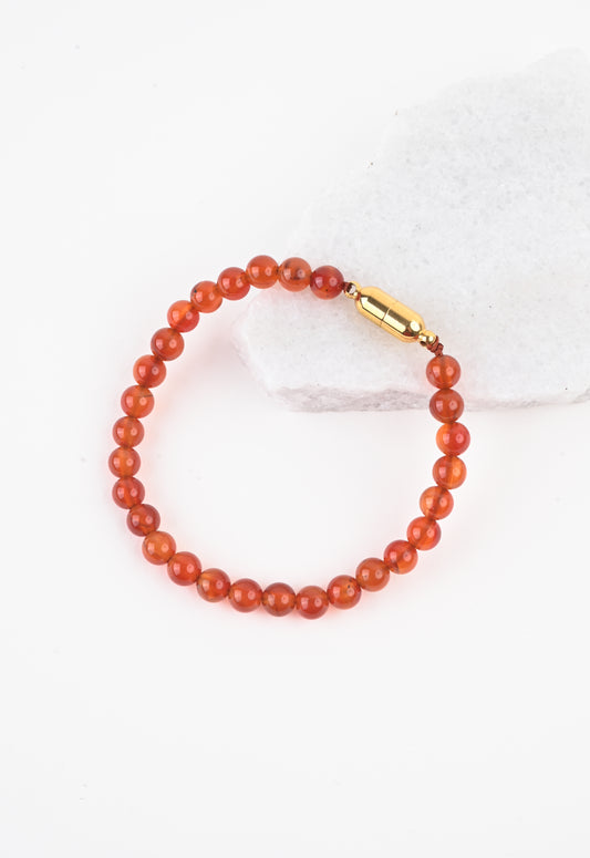 Magnetic-link Orange Agate bead bracelet, Coming 9/22