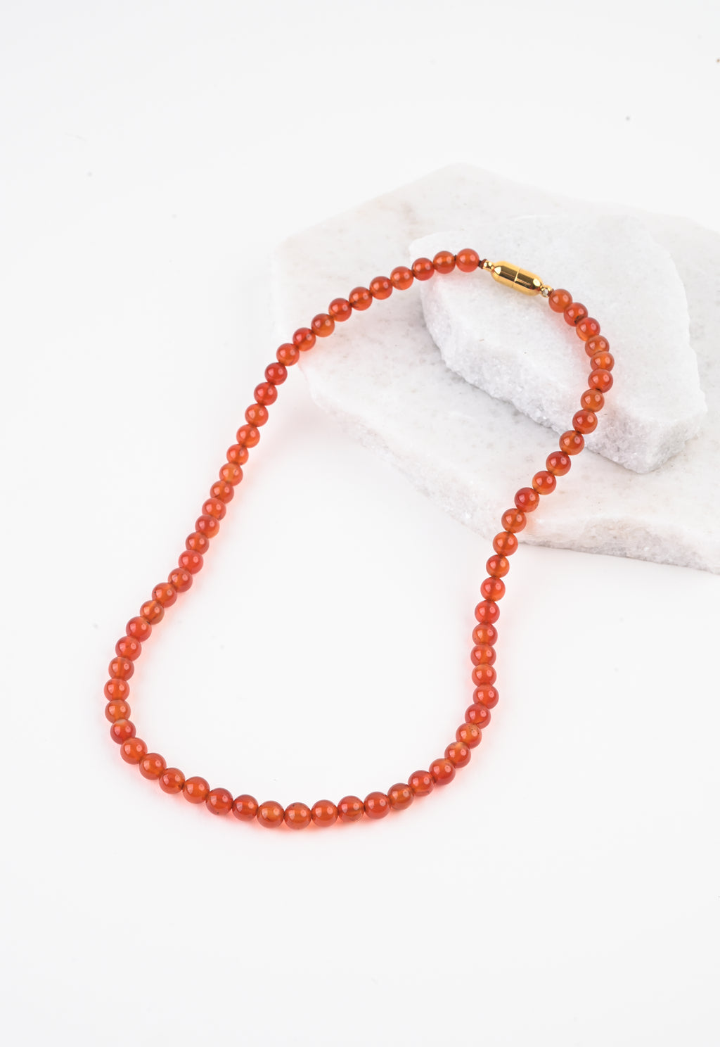 Magnetic-link Orange Agate bead Necklace & Bracelet set