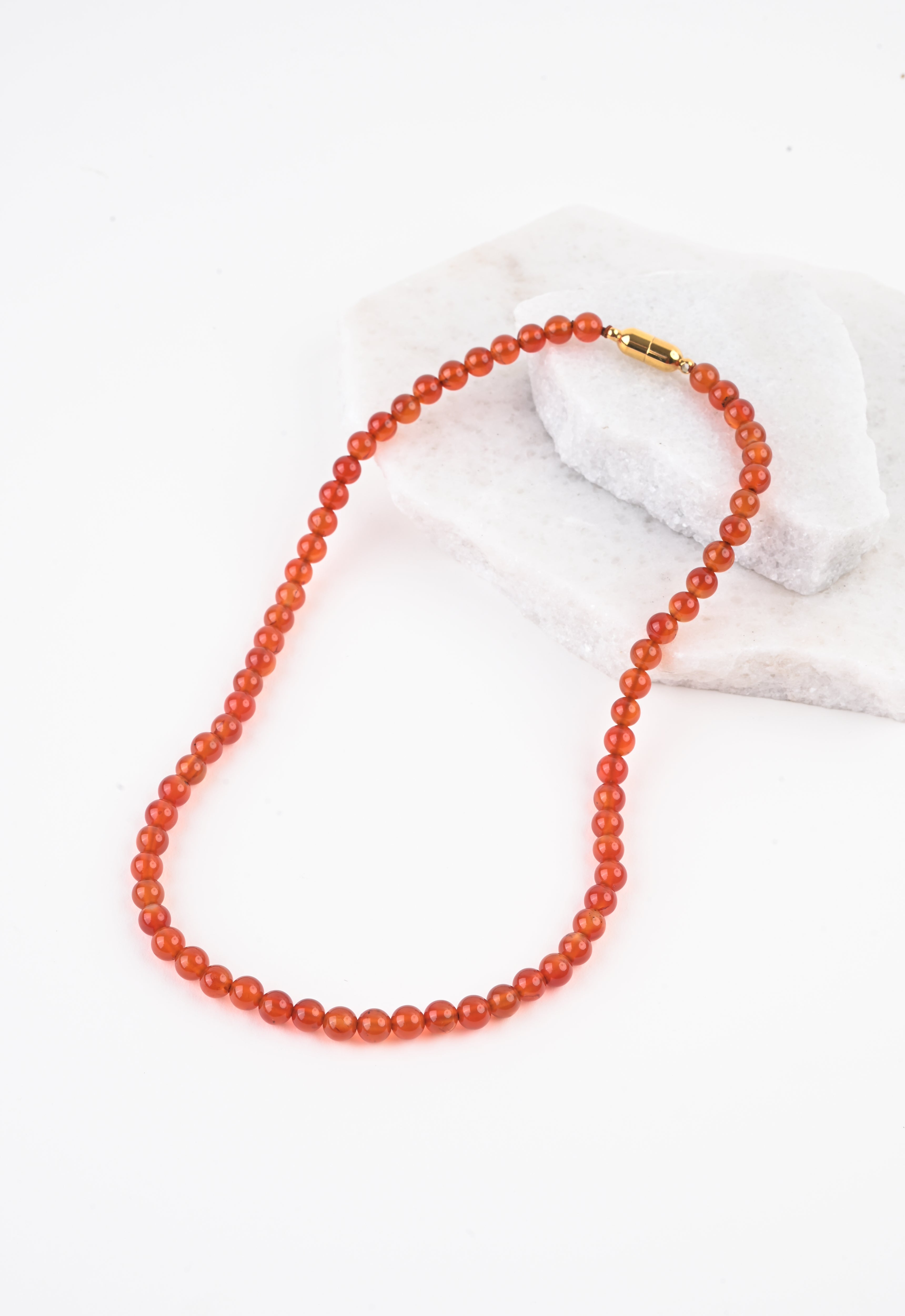 Magnetic-link Orange Agate bead Necklace & Bracelet set